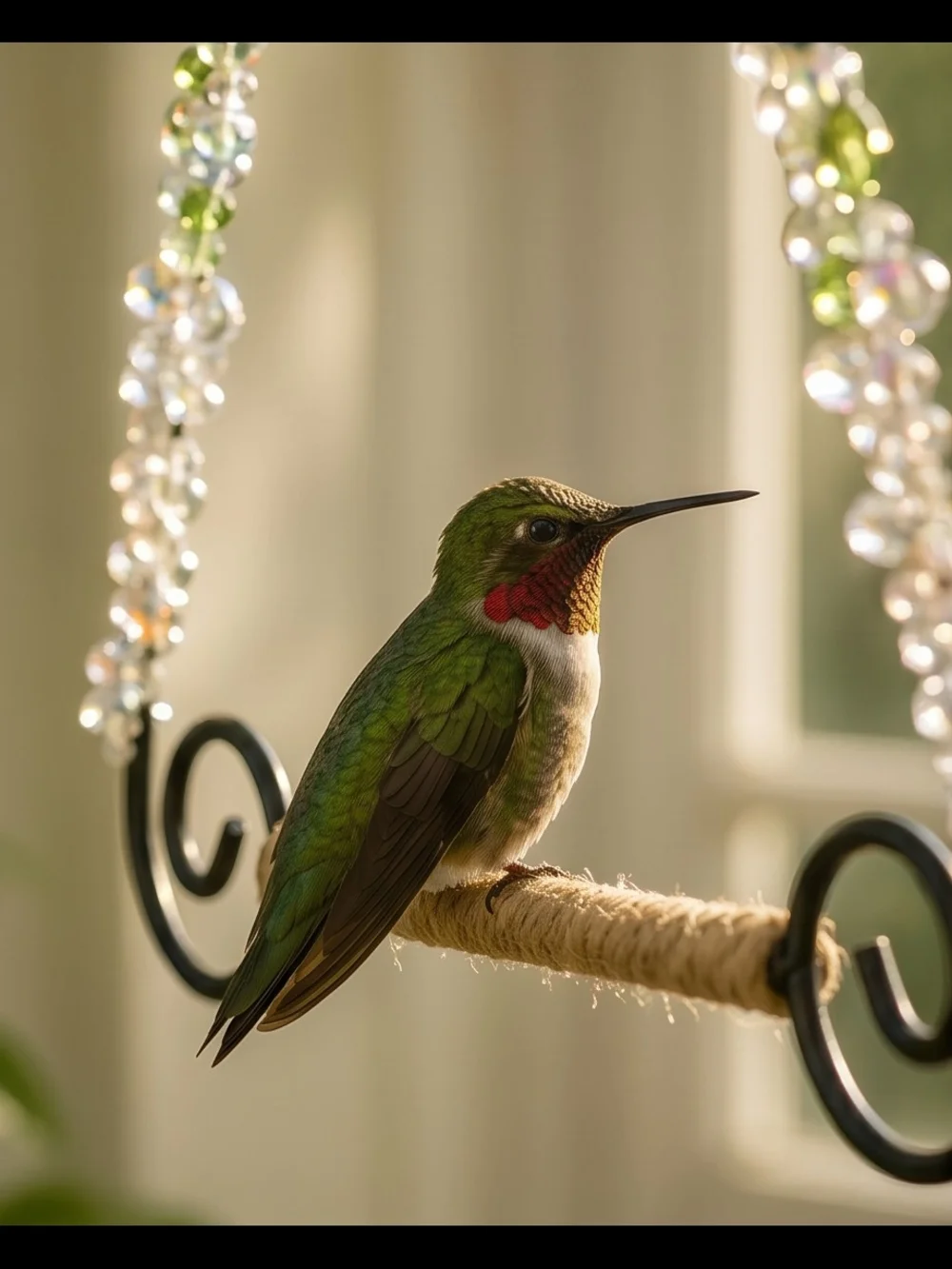 Crystal Hand Beaded Humming Bird Perch